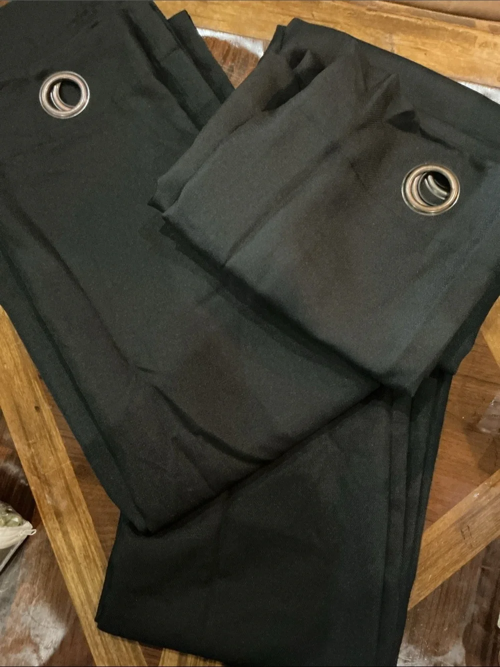 Bundle of three (3) black grommet drapes length of 95